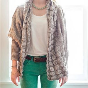 Cozy grey shawl sweater